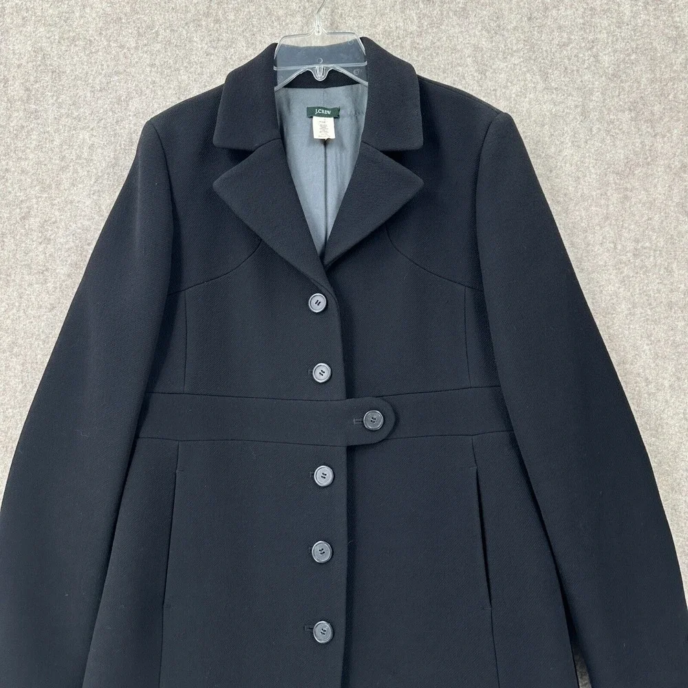J Crew Lady Day Italian Double‎ Cloth Peacoat Wool Coat 12 Tall Black Jacket - Picture 4 of 9
